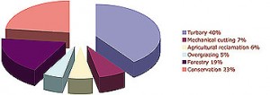 Peatland Utilisation in Ireland 2009 according to the IPCC's Conservation Action Plan 2020