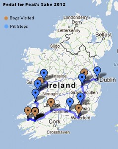 Annie Capell Pedal for Peat's Sake Half Way Map of Ireland 2012